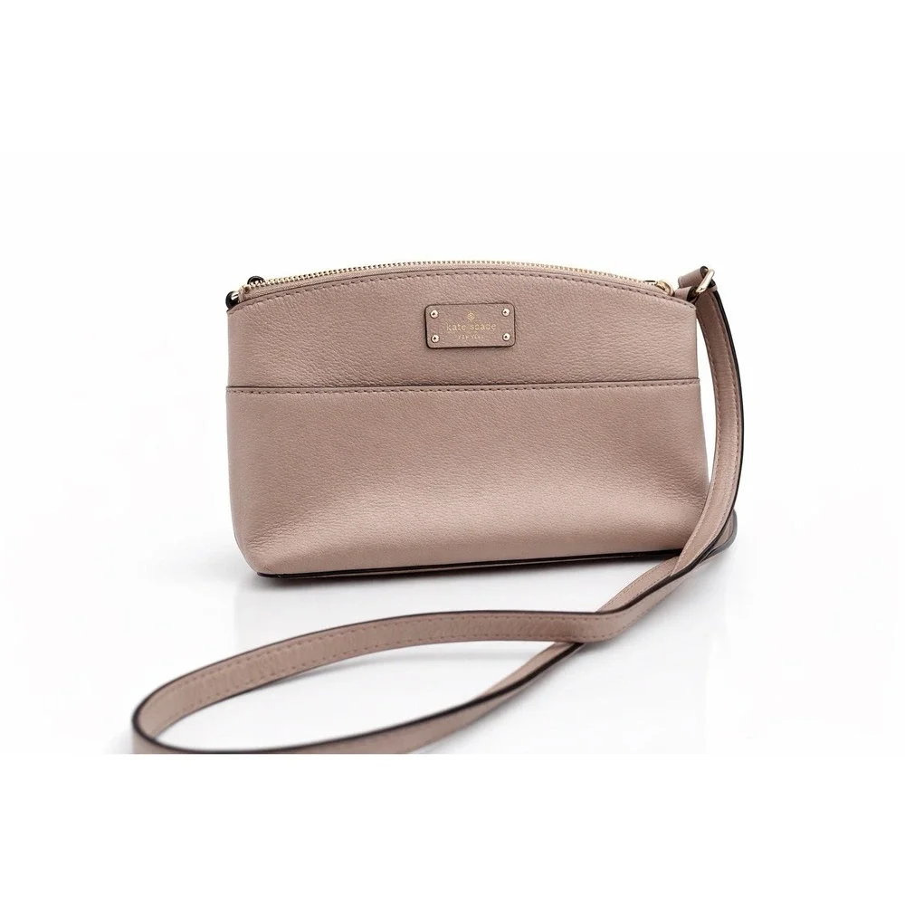 Kate Spade New York Pebbled Leather‎ Crossbody Bag Taupe Blush Adjustable Strap